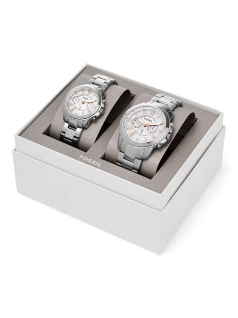 grant chronograph stainless steel watch box set bq2180set|fossil grant watches for men.